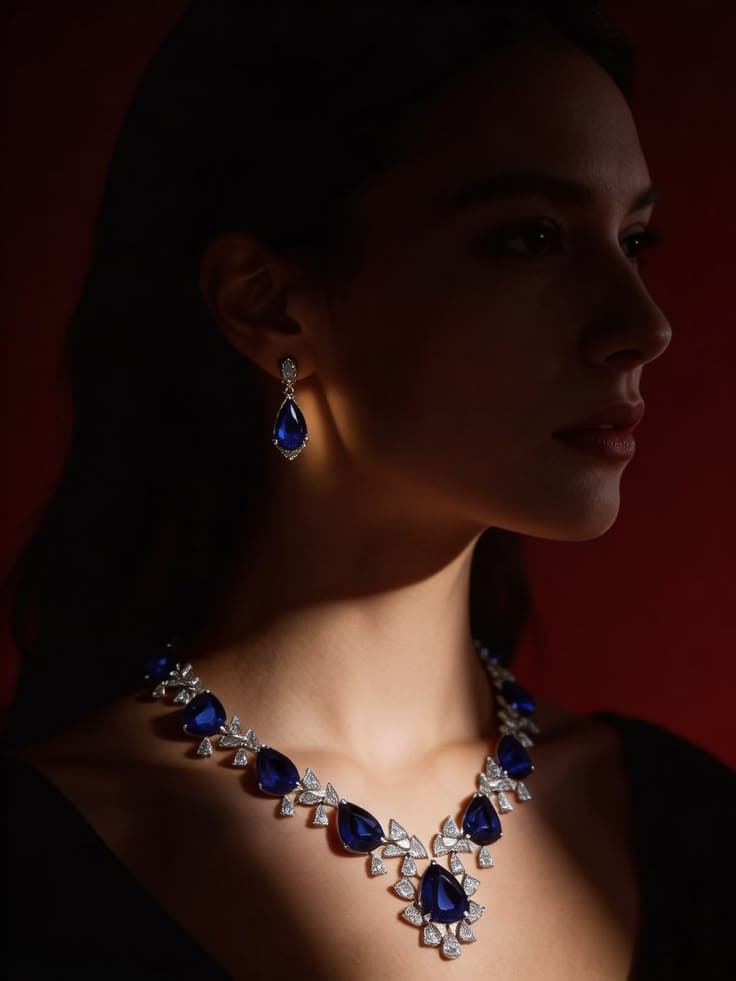 Ruby Cluster Necklace